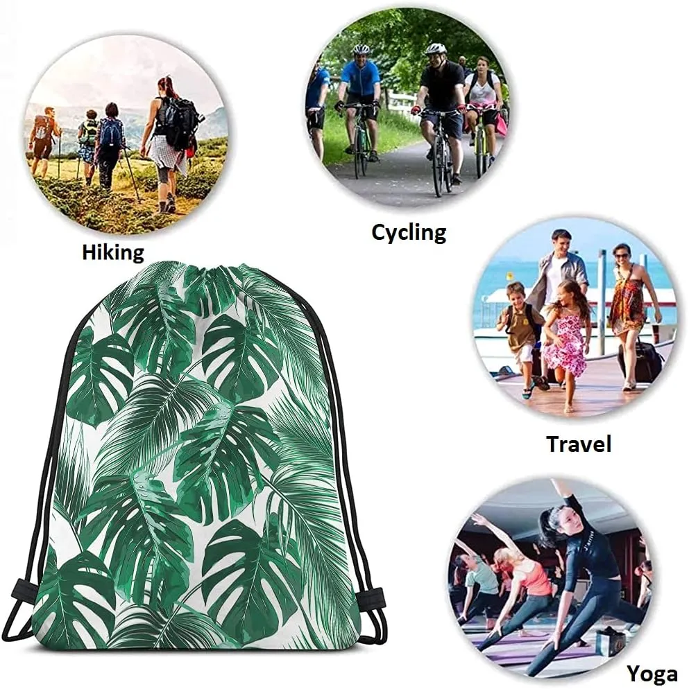 Palm Leaves Drawstring Bags Backpack Bag Tropical Jungle Leaf Summer Hawaii California Beach Tree Exotic Sport Gym Sack Drawstring Bag String Bag Yoga Bag for Men Women
