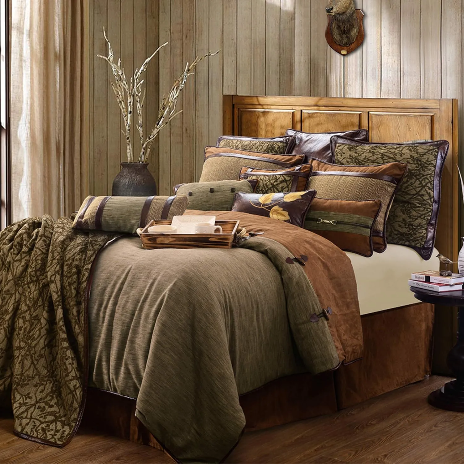 Paseo Road by HiEnd Accents | Highland Lodge Suede Buckle Detailed Lumbar Throw Pillow, 12x19 inch, Rustic Cabin Lodge Western Luxury Bedding