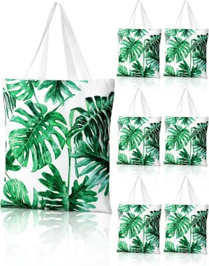 Paterr 6 Pcs Tropical Bridesmaids Tote Bags Bridesmaids Proposal Gift Palm Leaf Canvas Bags Tote Bag for Beach Tropical Bridal Shower Bachelorette Wedding Travel Gifts