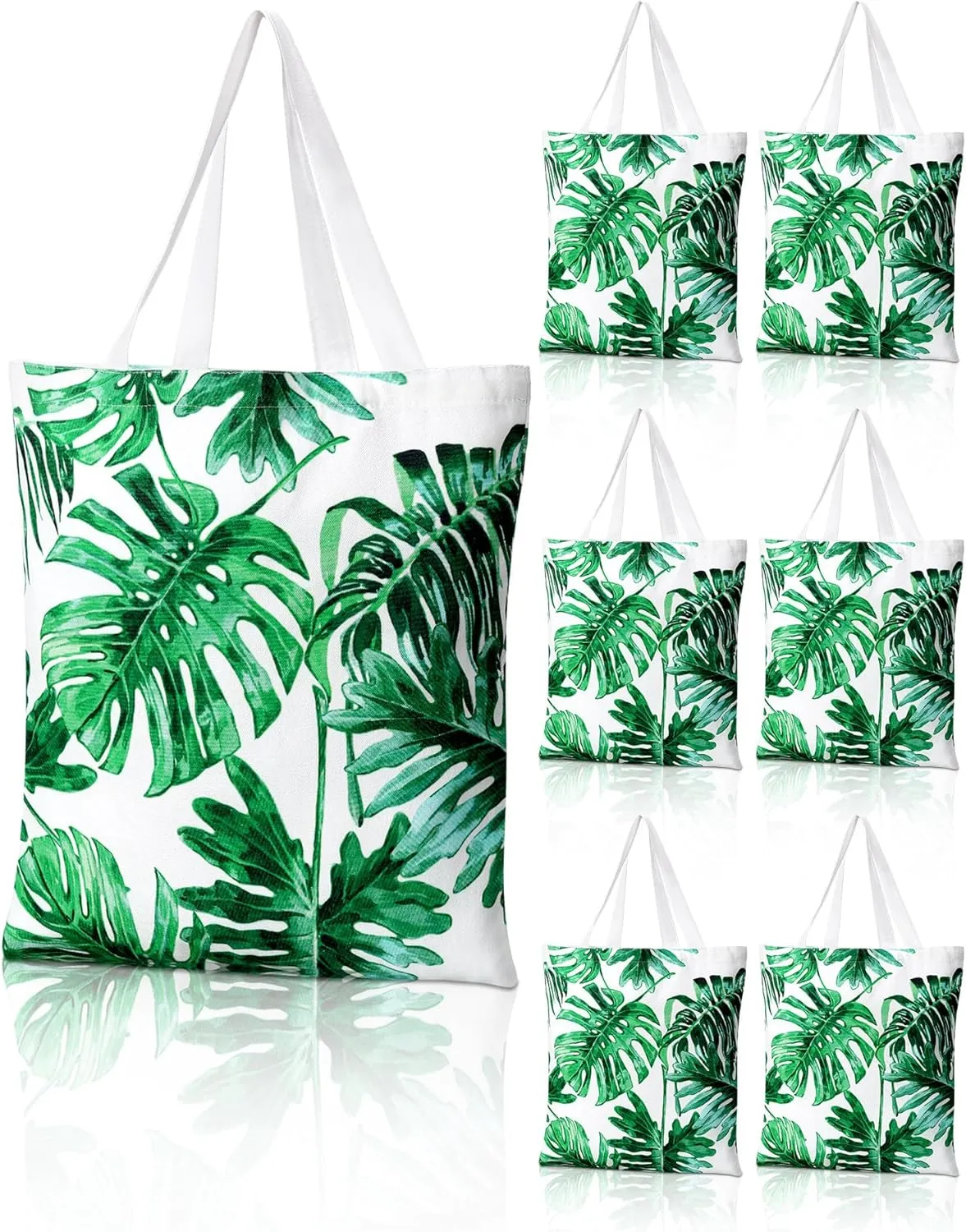 Paterr 6 Pcs Tropical Bridesmaids Tote Bags Bridesmaids Proposal Gift Palm Leaf Canvas Bags Tote Bag for Beach Tropical Bridal Shower Bachelorette Wedding Travel Gifts
