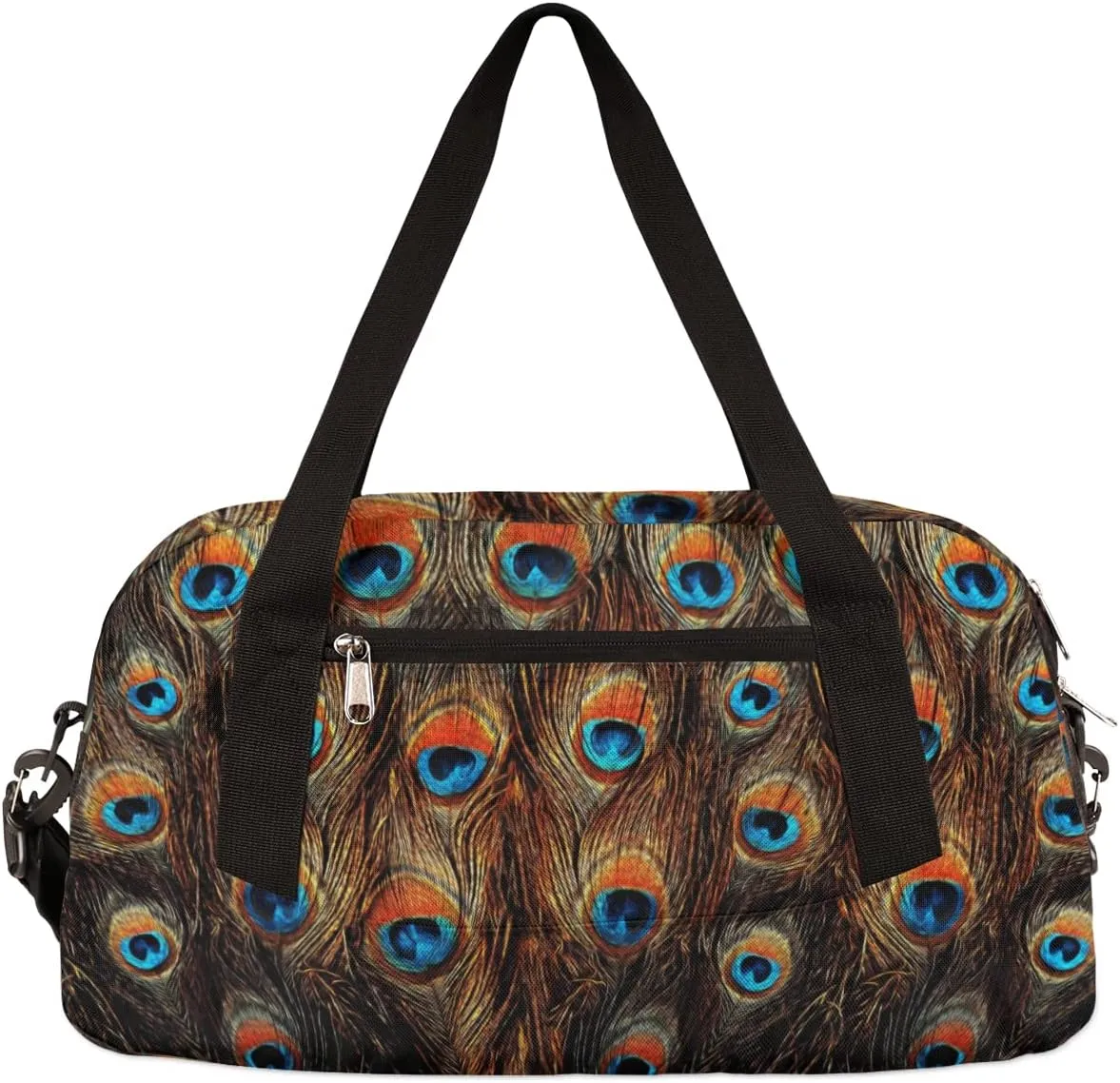 Peacock Feather Kids Duffel Bag for Girls Boys Teens, Peacock Feather Oil Painting Dance Bag Overnight Small Duffel Bag Carry On Weekend Sports Gym Travel Bag for School Practice Gymnastics Ballet