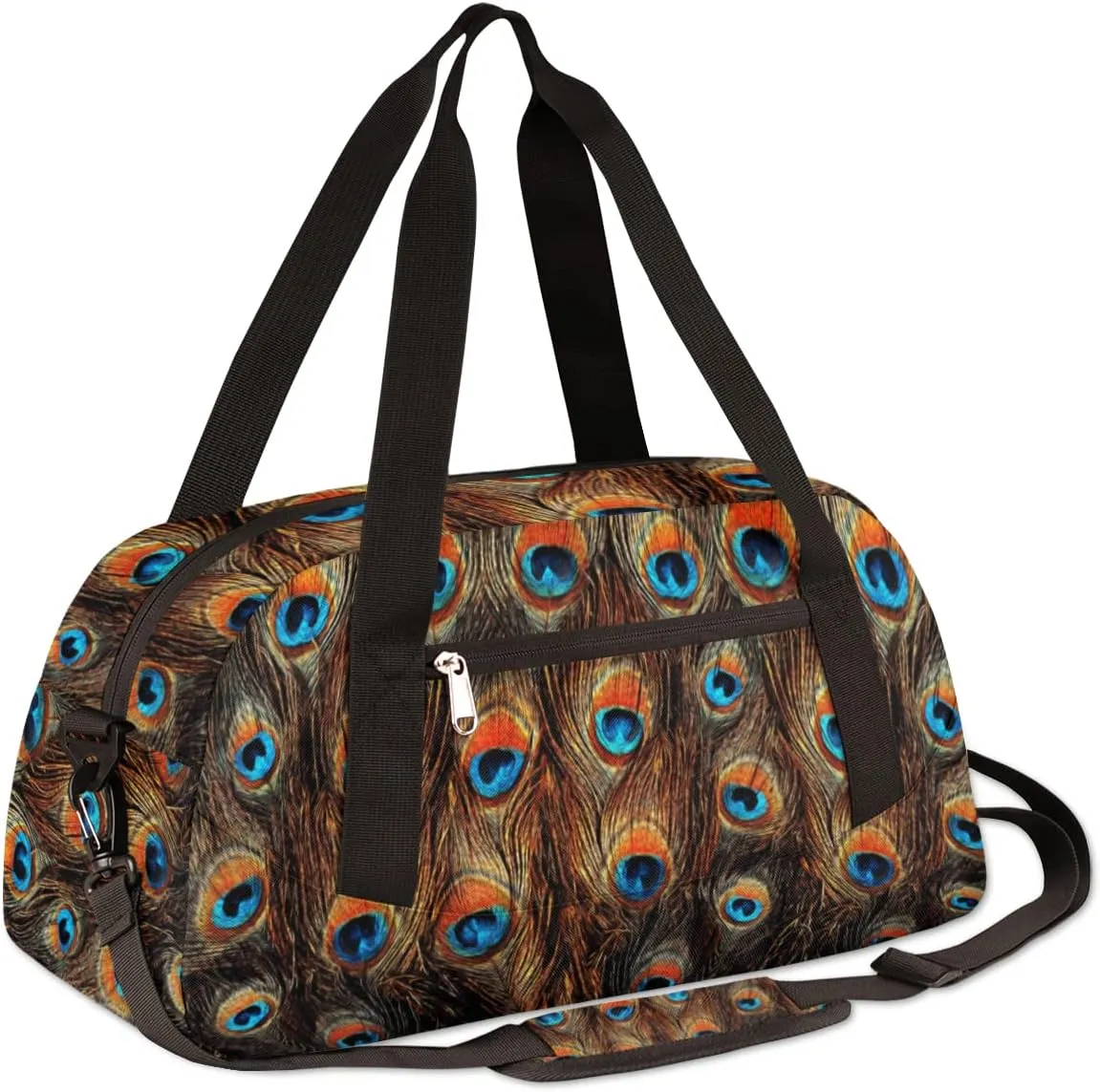 Peacock Feather Kids Duffel Bag for Girls Boys Teens, Peacock Feather Oil Painting Dance Bag Overnight Small Duffel Bag Carry On Weekend Sports Gym Travel Bag for School Practice Gymnastics Ballet