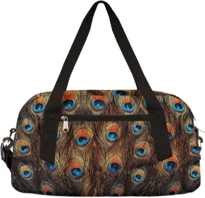 Peacock Feather Kids Duffel Bag for Girls Boys Teens, Peacock Feather Oil Painting Dance Bag Overnight Small Duffel Bag Carry On Weekend Sports Gym Travel Bag for School Practice Gymnastics Ballet