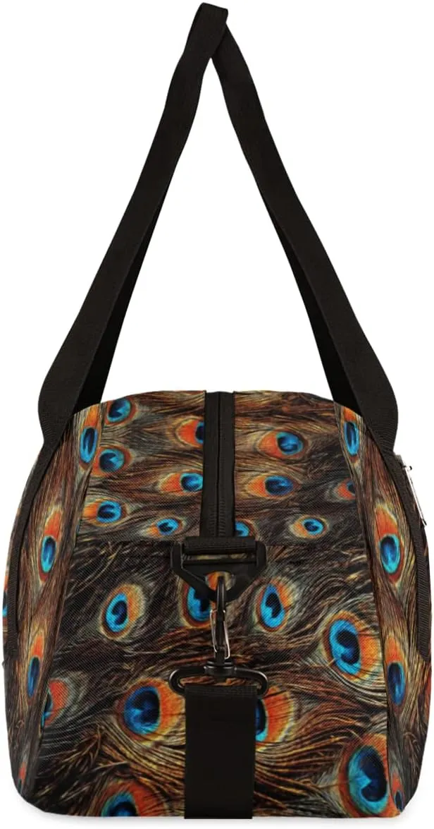 Peacock Feather Kids Duffel Bag for Girls Boys Teens, Peacock Feather Oil Painting Dance Bag Overnight Small Duffel Bag Carry On Weekend Sports Gym Travel Bag for School Practice Gymnastics Ballet