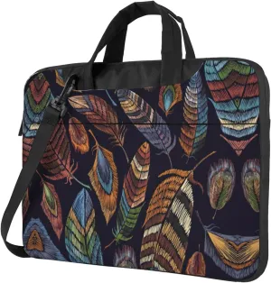 Peacock feather Print Work Laptop Bag Stylish and Protective Laptop Case Briefcase for Men Women Office