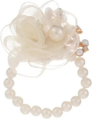 Pearl Embellished Wrist Corsage Wedding Bridesmaid Floral Wrist Flower Elegant Corsage Bracelet Artificial Flower Wrist Decor