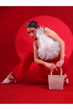 Pearls Bag Ideal White Handbang Handcrafted With Pearls