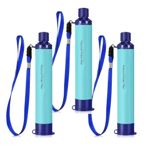 Personal Straw Water Filte, Personal Water Purifier, Detachable 4-Stage 0.1-Micron Portable Water Filter Camping for Camping, Hiking, Survival, Emergency, Travel (3 Pcs)