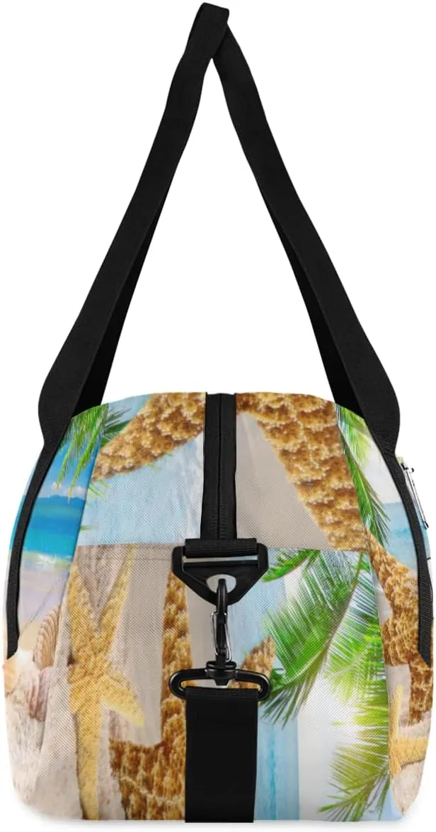 Personalized Kids Duffel Bag Exotic Beach Starfish Seashell,Custom Sport Gym Bag for Boys Girls,WWeekender Overnight Bags Travel Duffel Bag,Customized Kids Gift
