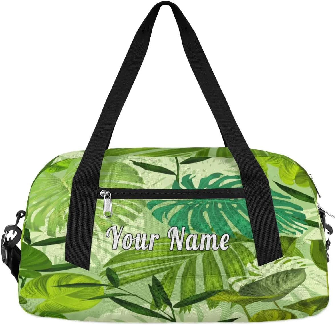 Personalized Kids Duffel Bag Exotic Tropical Palm Leaves,Custom Sport Gym Bag for Boys Girls,WWeekender Overnight Bags Travel Duffel Bag,Customized Kids Gift