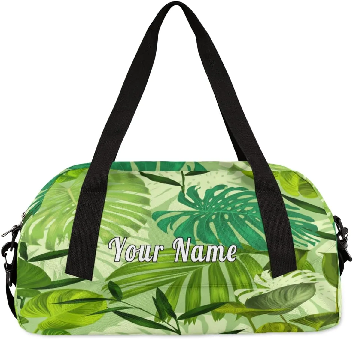 Personalized Kids Duffel Bag Exotic Tropical Palm Leaves,Custom Sport Gym Bag for Boys Girls,WWeekender Overnight Bags Travel Duffel Bag,Customized Kids Gift