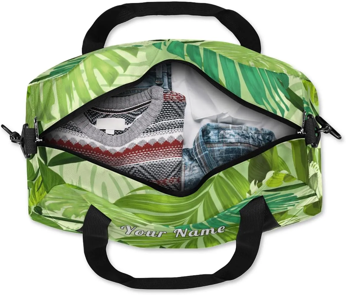 Personalized Kids Duffel Bag Exotic Tropical Palm Leaves,Custom Sport Gym Bag for Boys Girls,WWeekender Overnight Bags Travel Duffel Bag,Customized Kids Gift