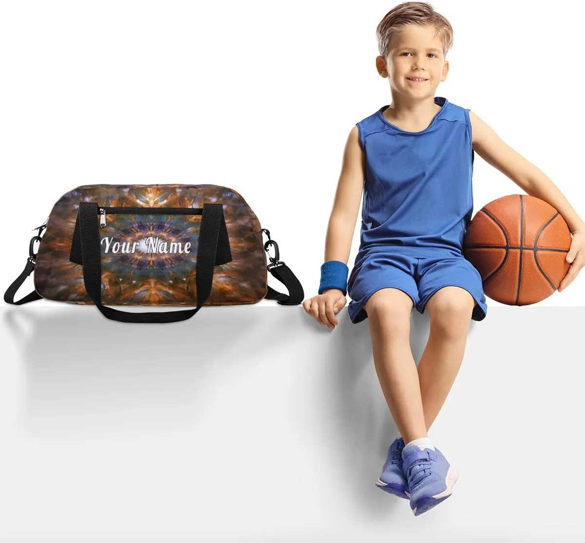 Personalized Kids Duffel Bag Mandala Feather,Custom Sport Gym Bag for Boys Girls,WWeekender Overnight Bags Travel Duffel Bag,Customized Kids Gift