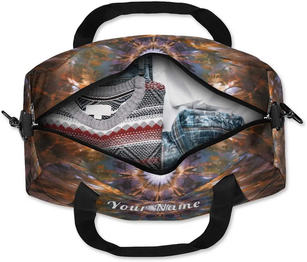 Personalized Kids Duffel Bag Mandala Feather,Custom Sport Gym Bag for Boys Girls,WWeekender Overnight Bags Travel Duffel Bag,Customized Kids Gift