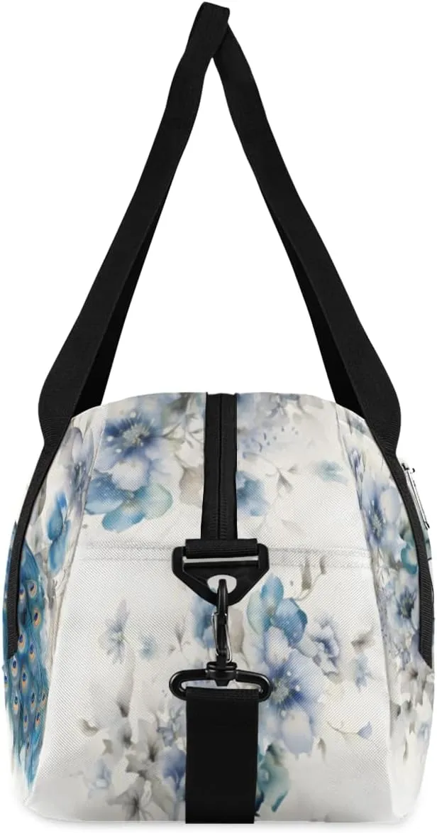 Personalized Kids Duffel Bag Peacock Feather,Custom Sport Gym Bag for Boys Girls,WWeekender Overnight Bags Travel Duffel Bag,Customized Kids Gift