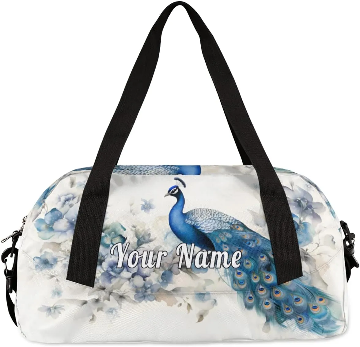 Personalized Kids Duffel Bag Peacock Feather,Custom Sport Gym Bag for Boys Girls,WWeekender Overnight Bags Travel Duffel Bag,Customized Kids Gift