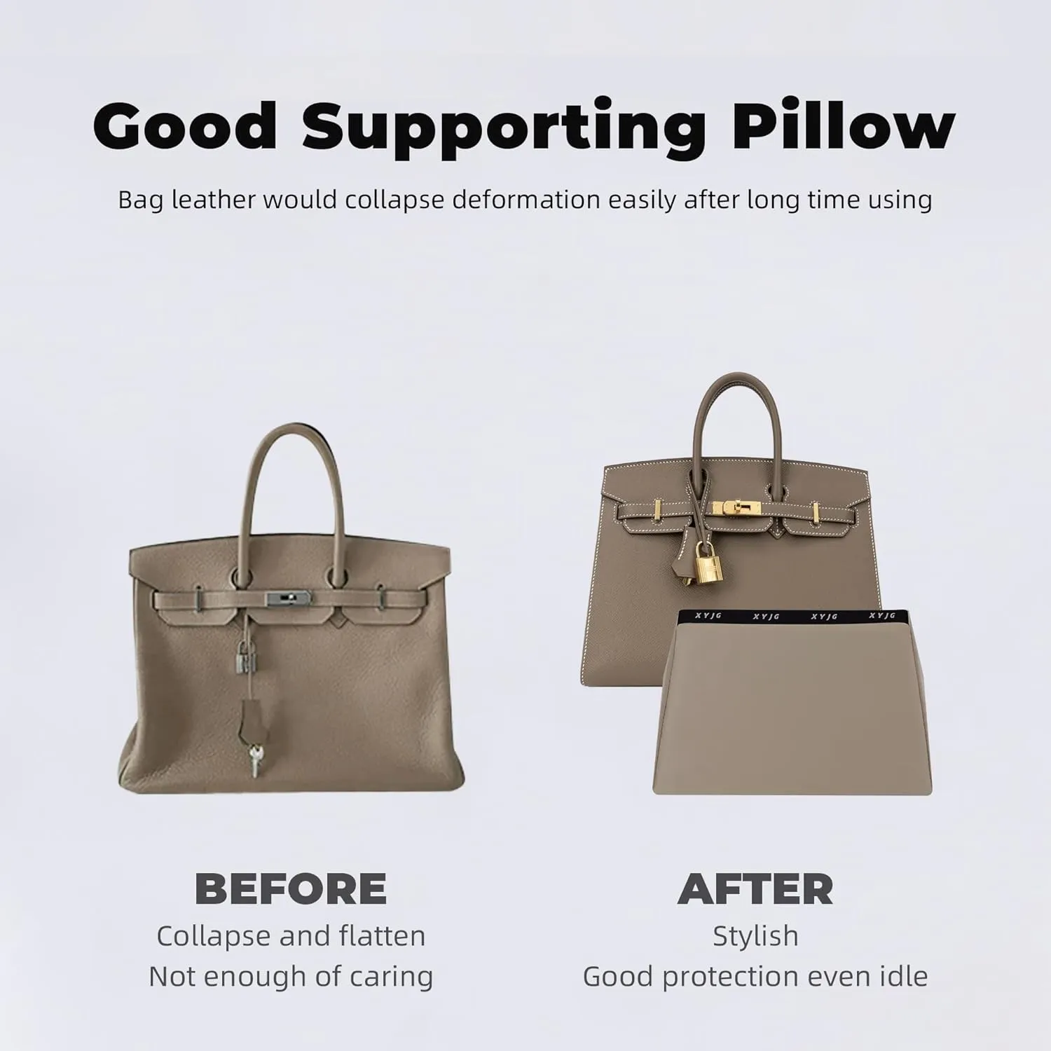 Pillow Luxury Bag Shaper Silky Smooth Insert for Handbagsfit Birkin 20/25/30/35/40 Bags, Keep Bag Shape(Brikin 35,Gold)