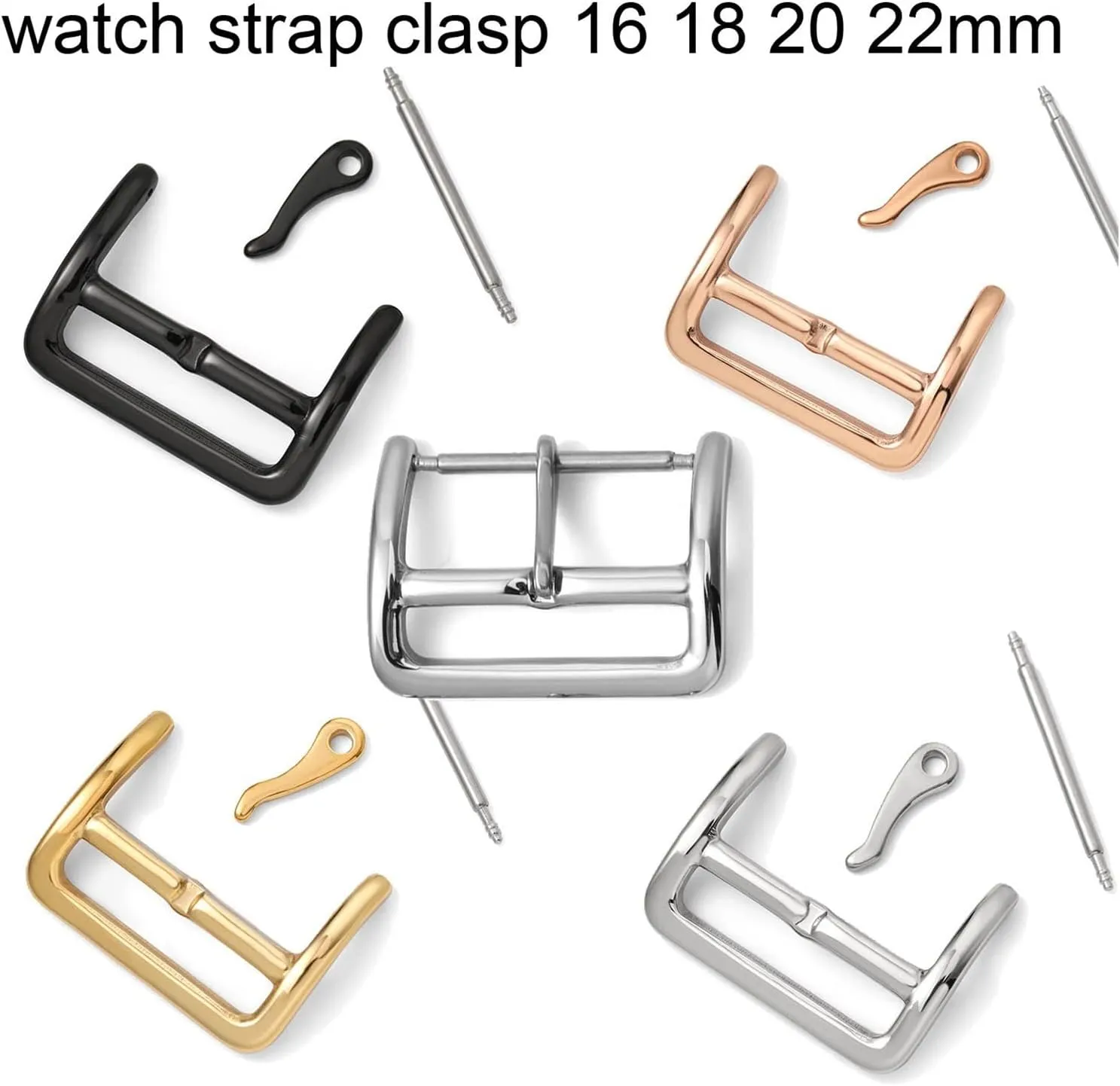 Pin Buckle 16mm 18mm 20mm 22mm Watchband Clasp 316L Stainless Steel Watch Strap Replacement Buckle Watchband Glossy Polish Clasp Watch clasp