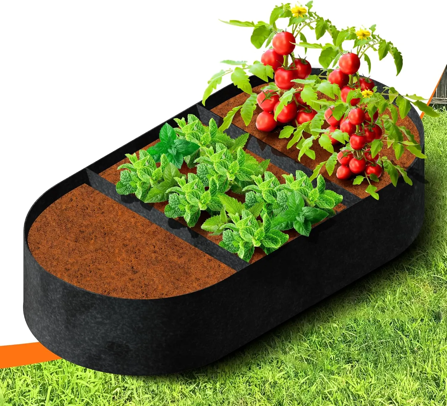 Plant Grow Bags- 5x2.5x1ft Fabric Raised Beds for Gardening, Breathable & Sturdy Planter Box for Potatoes Flowers Herb, Oval Plant Growing Container Raised Flower Bed for Outdoor Indoor