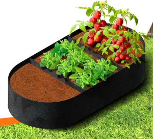 Plant Grow Bags- 5x2.5x1ft Fabric Raised Beds for Gardening, Breathable & Sturdy Planter Box for Potatoes Flowers Herb, Oval Plant Growing Container Raised Flower Bed for Outdoor Indoor