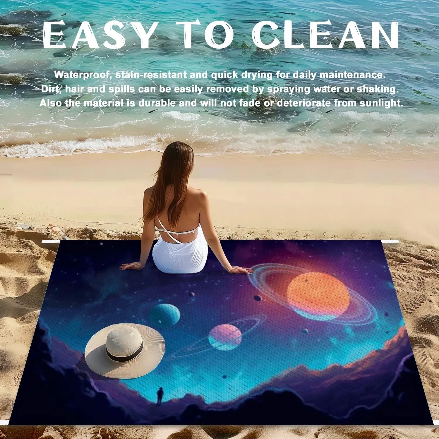Plastic Straw Rug Outdoor Area Rug Topic Outer Space Interstellar Travels Universe Distant Galaxies Waterproof Carpet Camping Beach Picnic Rug Modern Boho Carpet Front Porch Patio Decor 4 X 6 ft