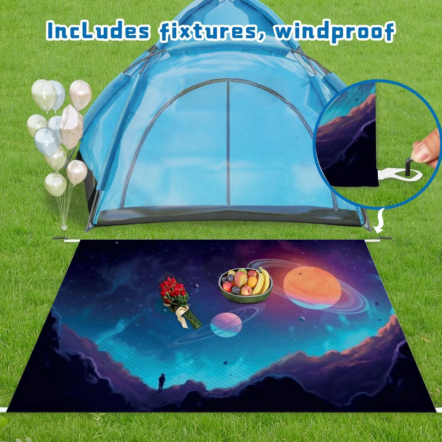 Plastic Straw Rug Outdoor Area Rug Topic Outer Space Interstellar Travels Universe Distant Galaxies Waterproof Carpet Camping Beach Picnic Rug Modern Boho Carpet Front Porch Patio Decor 4 X 6 ft