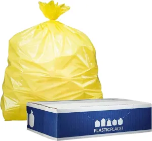 Plasticplace 32-33 Gallon Trash Bags │ 1.5 Mil │ Yellow Garbage Can Liners │ 33’” x 39” (100 Count), W33Y15