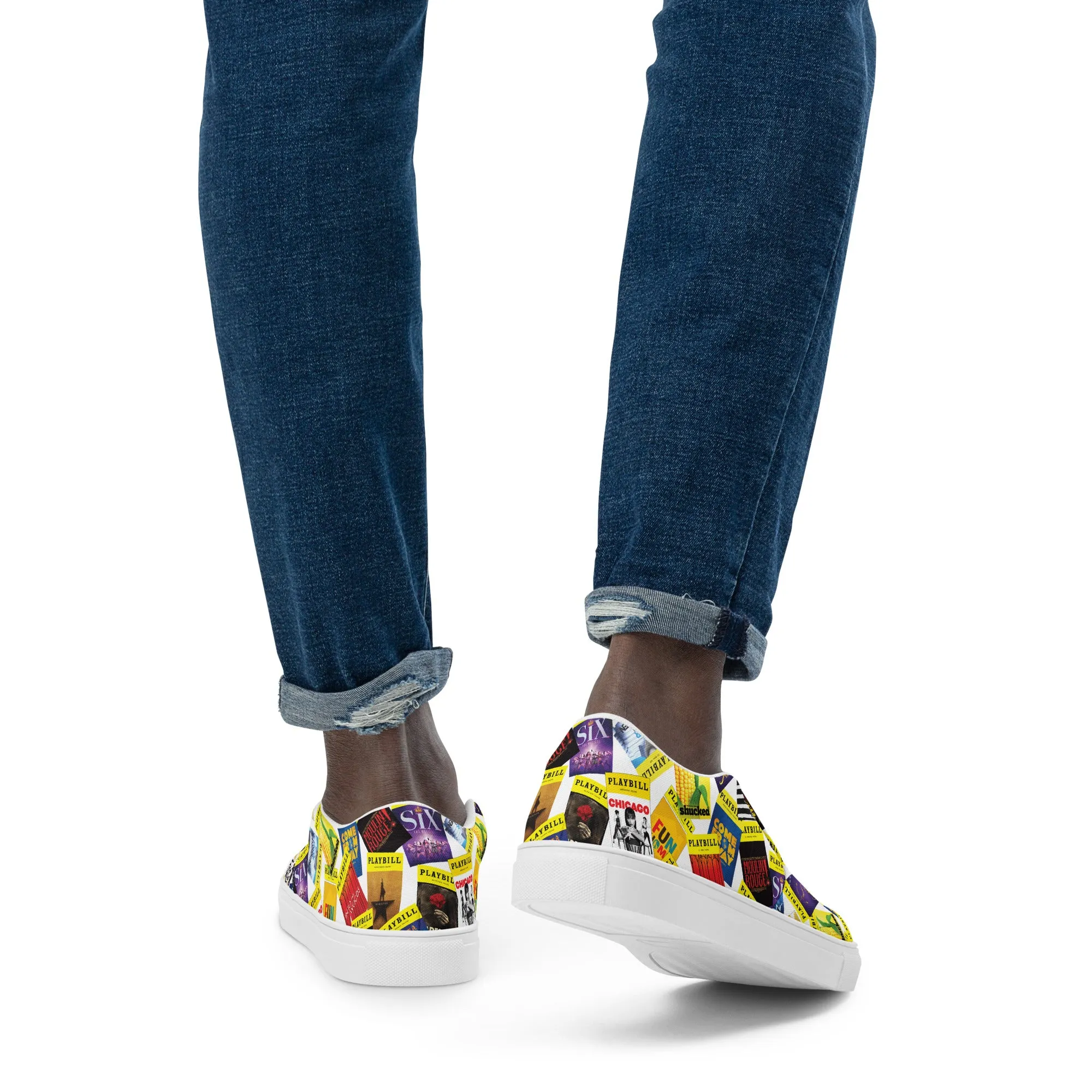 Playbill Covers  - Men’s Slip-On Canvas Shoes in White