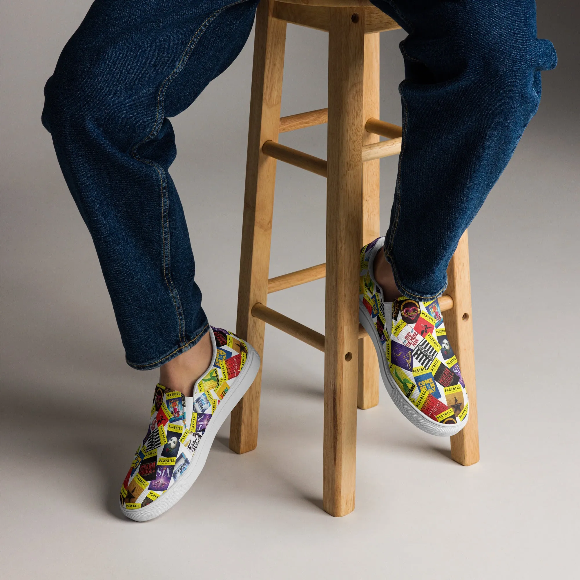 Playbill Covers  - Men’s Slip-On Canvas Shoes in White