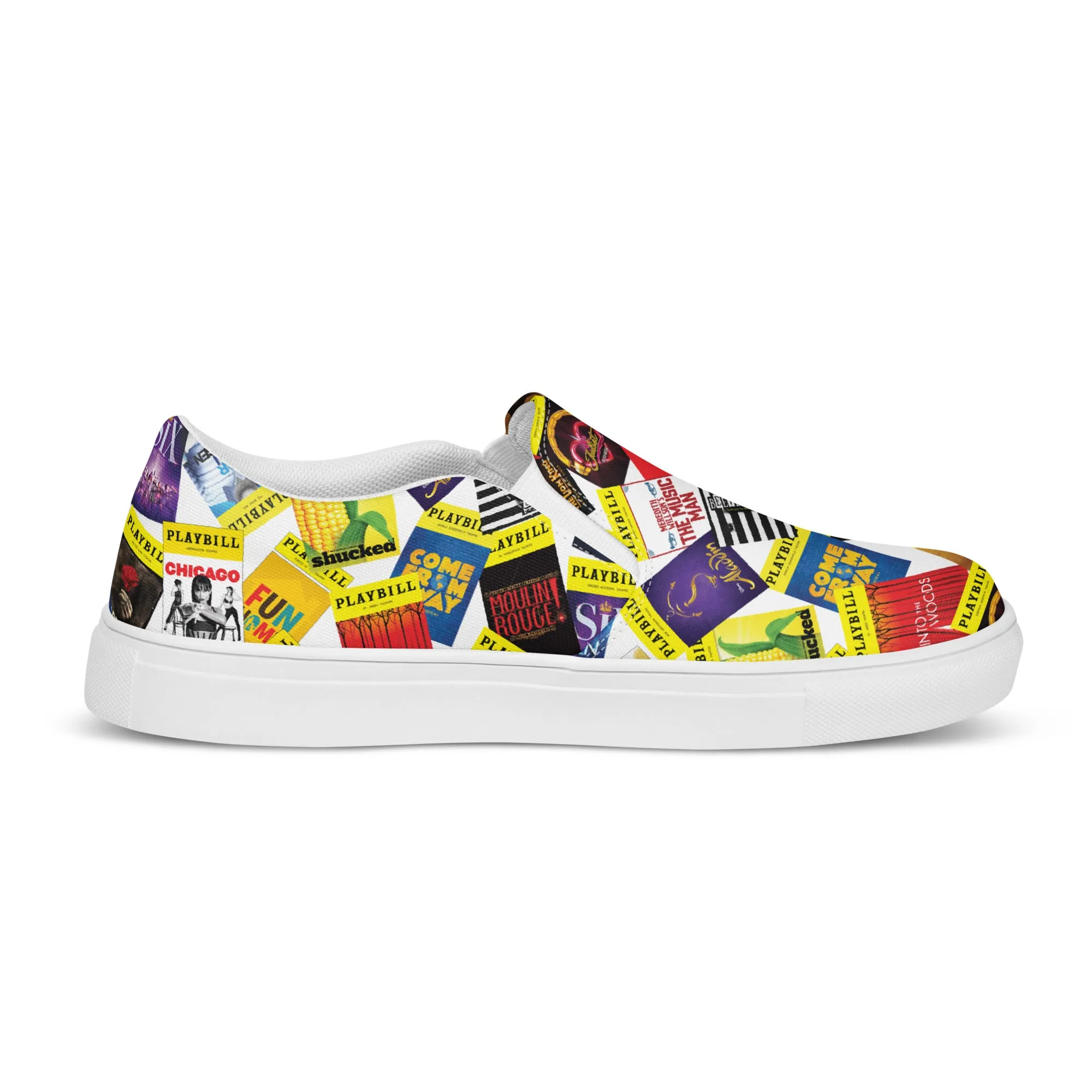Playbill Covers  - Men’s Slip-On Canvas Shoes in White