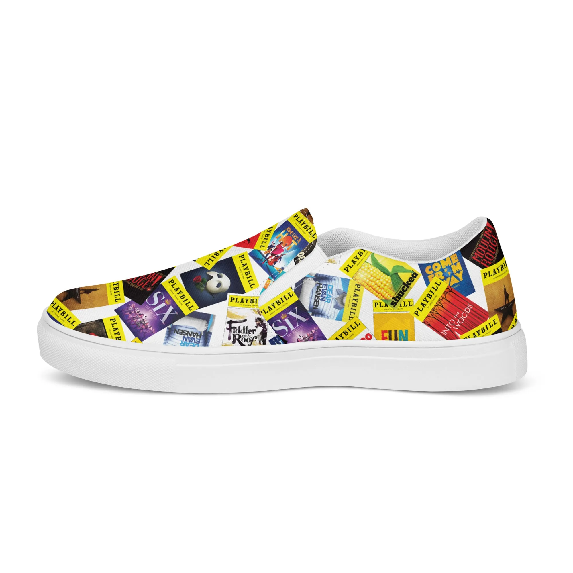Playbill Covers  - Men’s Slip-On Canvas Shoes in White