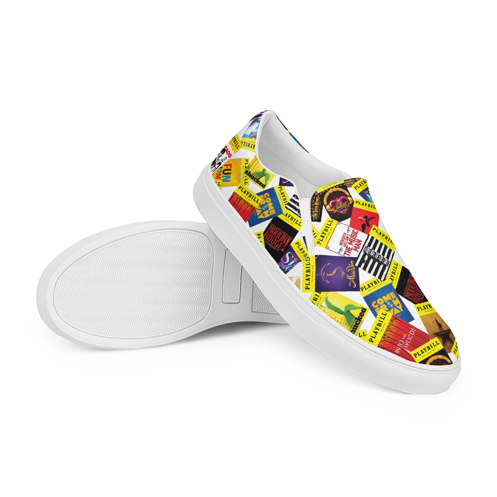 Playbill Covers  - Men’s Slip-On Canvas Shoes in White
