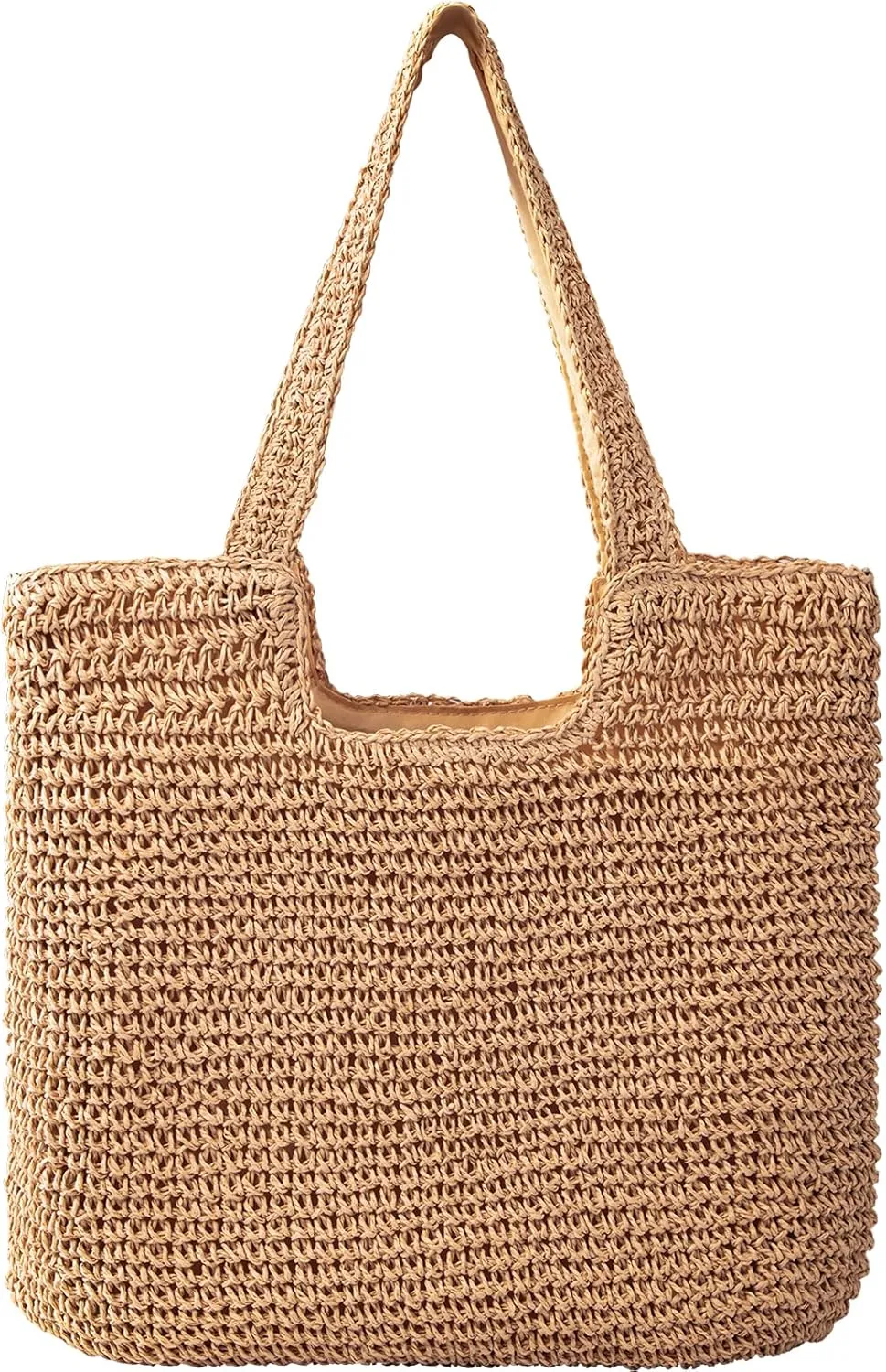 Pleneal Straw Beach Bags for Women - Women Beach Handmade Woven Tote Bag, Summer Mesh Hollow Shoulder Bag for Holiday