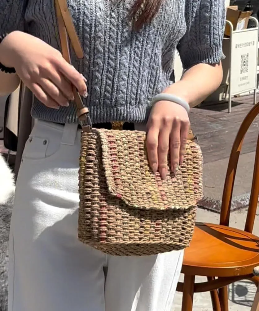 Pocadri Women Summer Straw Crossbody Bag Beach Woven Shoulder Purse Handmade Weaving Satchel Travel Handbag