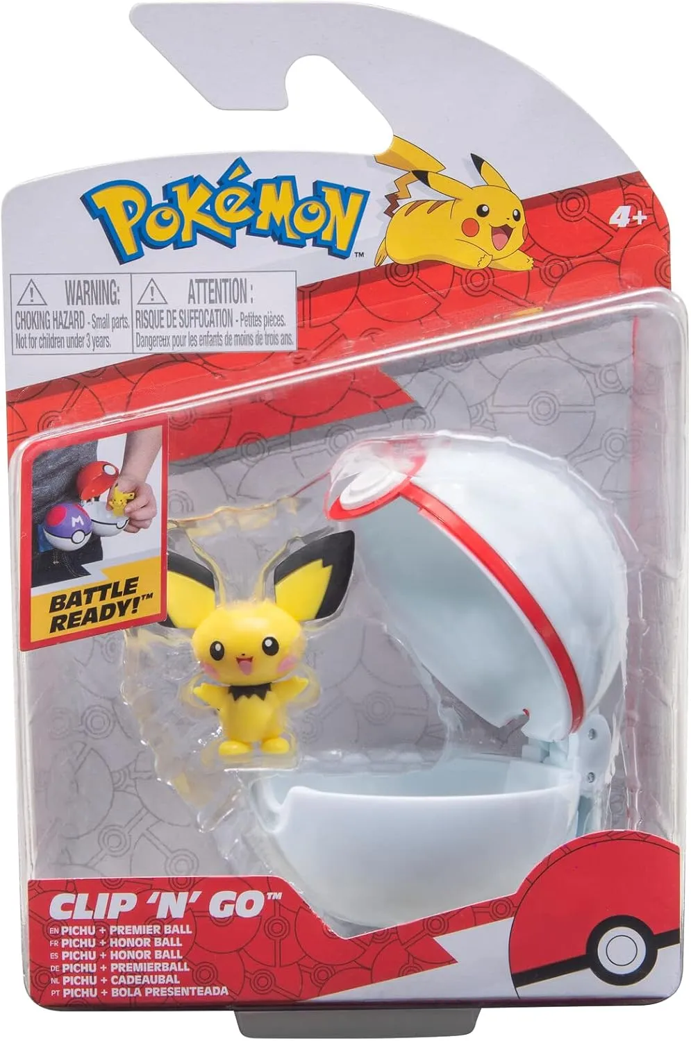 Pokémon PKW2659 - Clip'n'Go Pokéball - Pichu & Premier Ball, Official Pokéball with Detailed 5 cm Figure