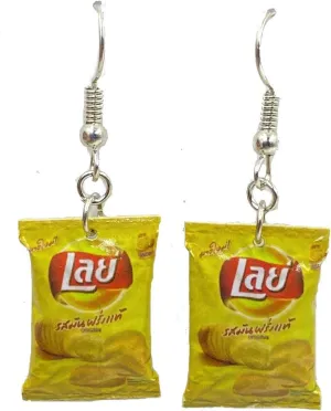 Polymer Clay Handmade Bags of Potato Chips Earrings
