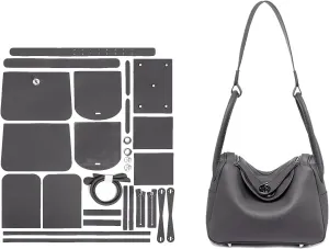 POPSEWING DIY Bag Kit LD Luxury Tote Bags for Women, Unique Gifts for Girlfriend, Romantic Leather Shoulder Bag Kit, DIY Handmade Crossbody Bag for Personalized Gifts (Large, Grey - DIY Kits)