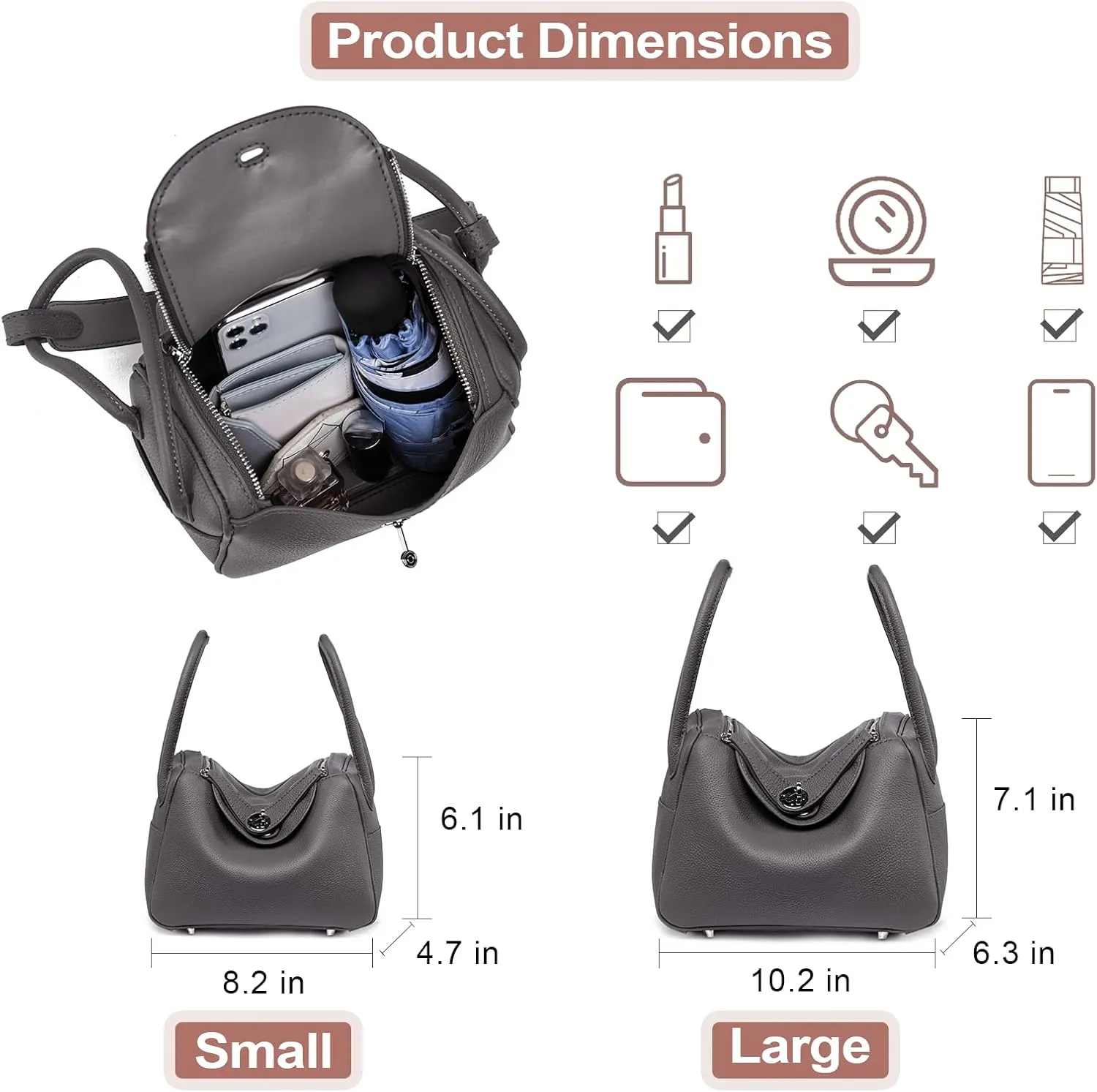 POPSEWING DIY Bag Kit LD Luxury Tote Bags for Women, Unique Gifts for Girlfriend, Romantic Leather Shoulder Bag Kit, DIY Handmade Crossbody Bag for Personalized Gifts (Large, Grey - DIY Kits)