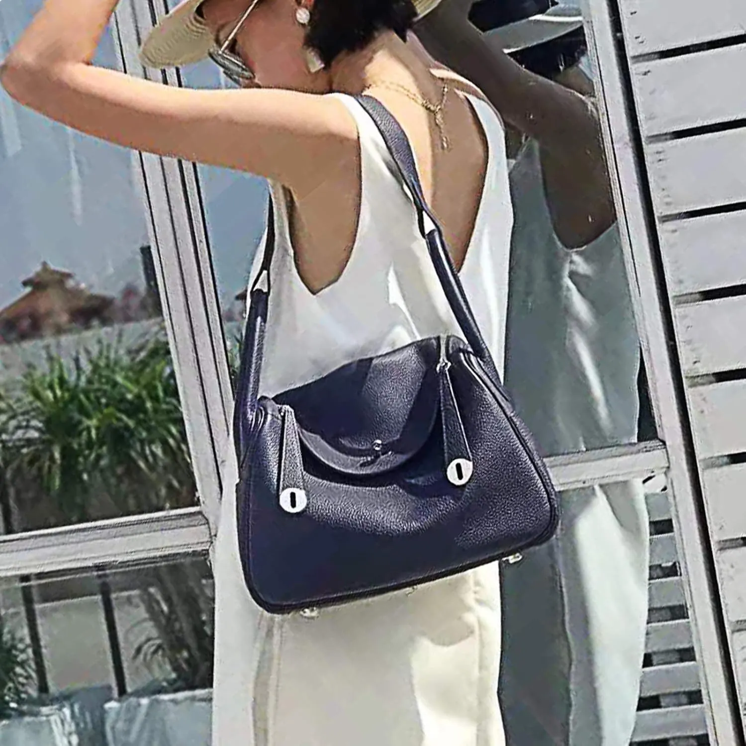 POPSEWING DIY Bag Kit LD Luxury Tote Bags for Women, Unique Gifts for Girlfriend, Romantic Leather Shoulder Bag Kit, DIY Handmade Crossbody Bag for Personalized Gifts (Large, Grey - DIY Kits)