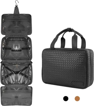 PRODUCTGENICS Travel Toiletry Bag, Large Makeup Bag for Women, Premium Quality and Stylist Cosmetic Bag, Hanging Toiletry Organizer, Water Resistant Makeup Bag, Skincare Pouch. (Black)