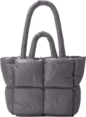 Puffer Shoulder Bag for Women Nylon Padded Woven Designer Crossbody Bags Puffy Down Handbag