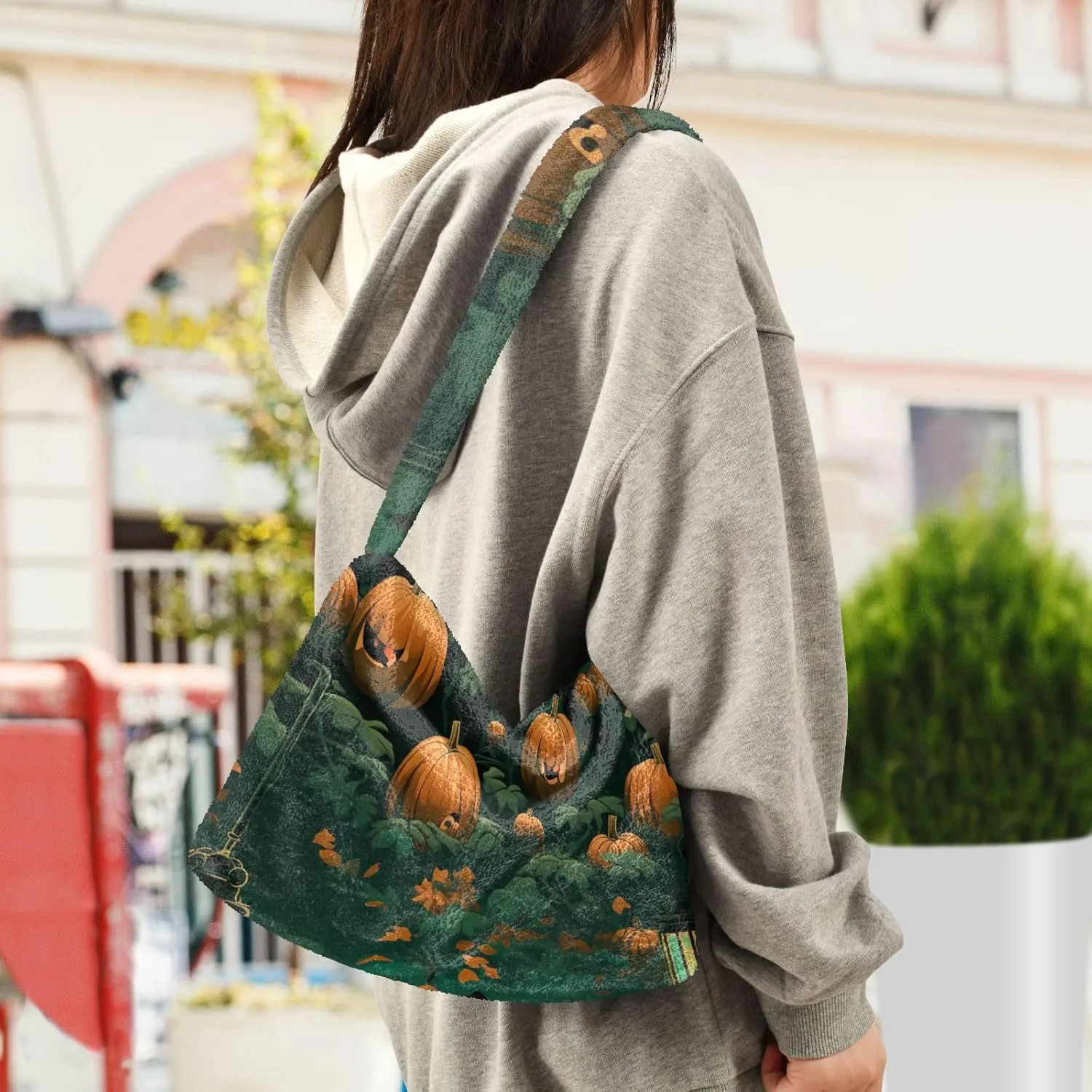 Pumpkin Lamp and Pumpkins Ladies Shoulder Handbags, Shoulder Tote Bag, Shoulder Bag for Women