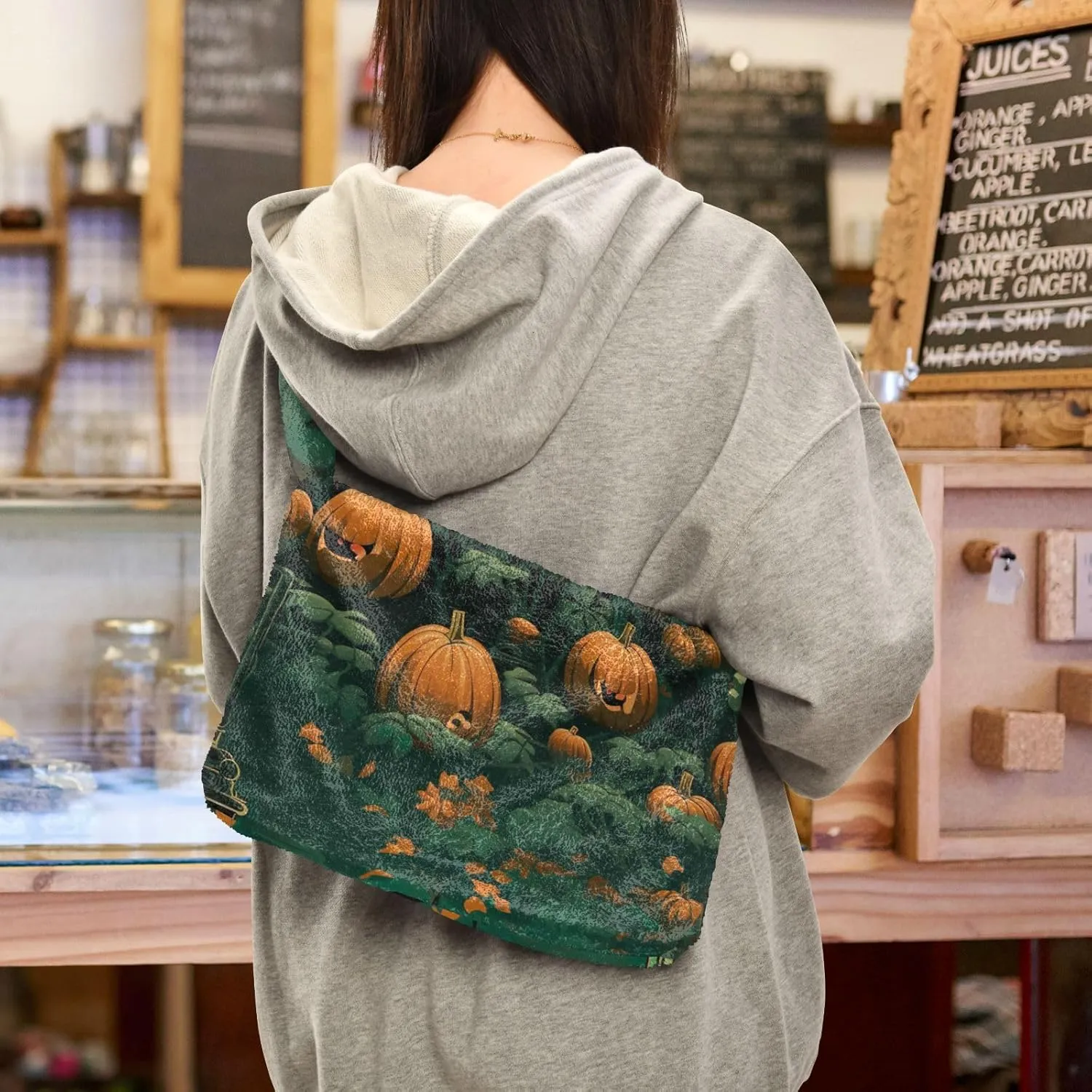 Pumpkin Lamp and Pumpkins Ladies Shoulder Handbags, Shoulder Tote Bag, Shoulder Bag for Women