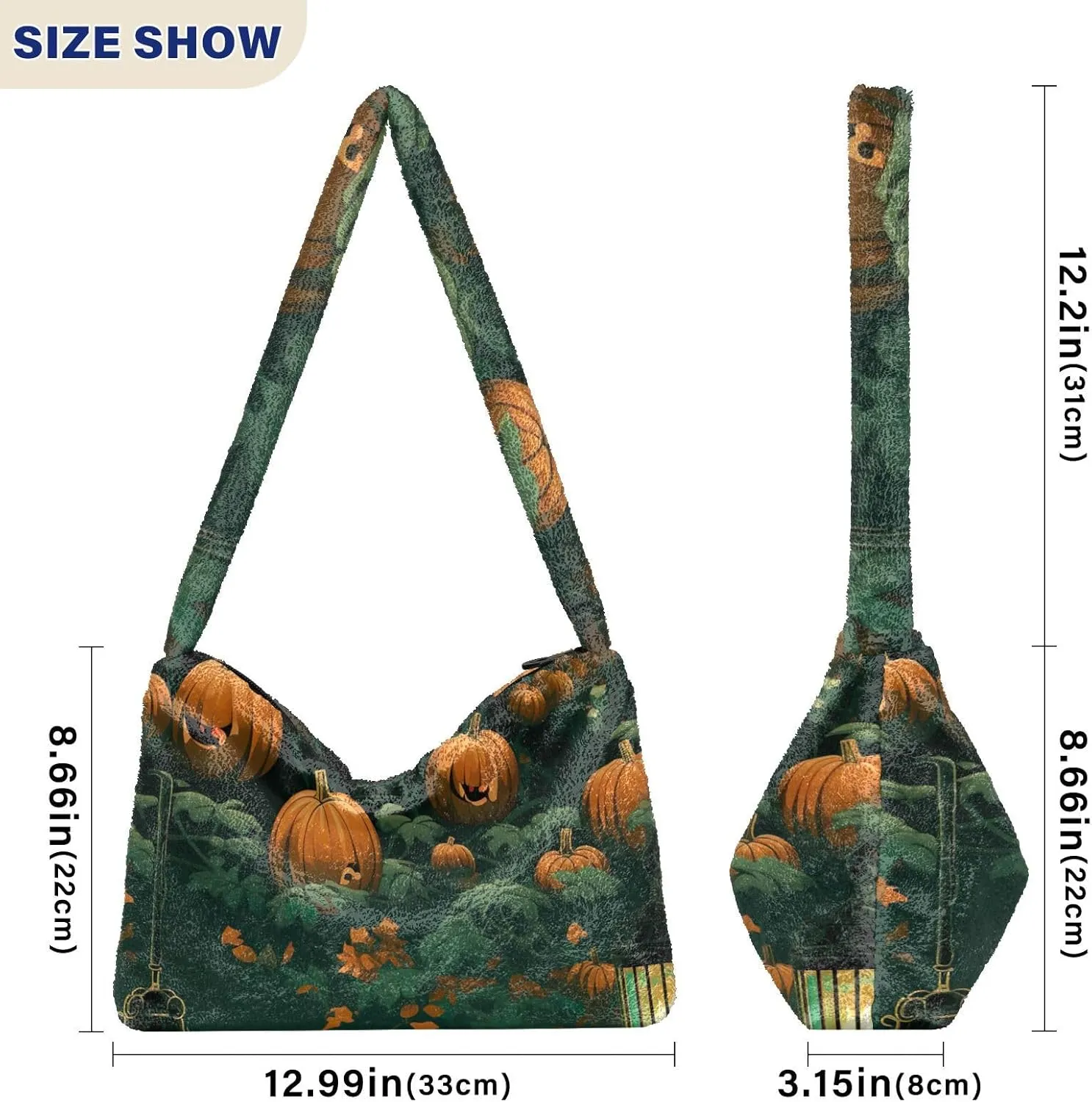 Pumpkin Lamp and Pumpkins Ladies Shoulder Handbags, Shoulder Tote Bag, Shoulder Bag for Women