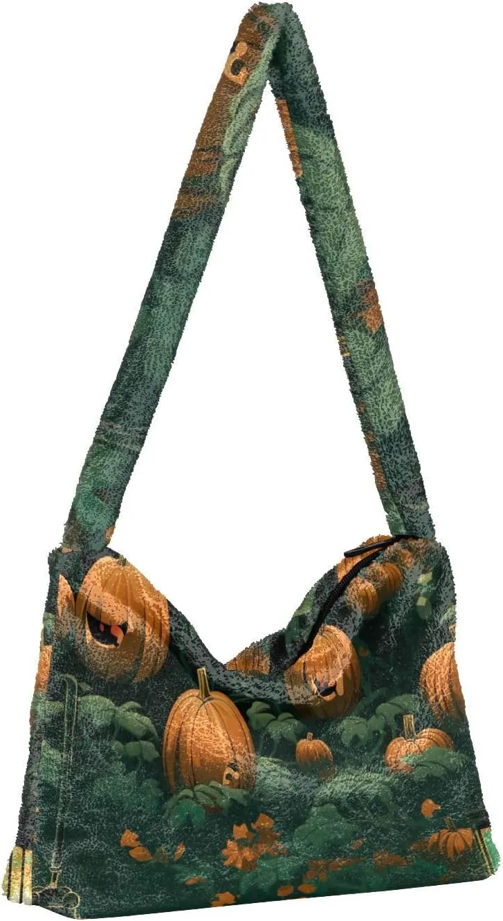 Pumpkin Lamp and Pumpkins Ladies Shoulder Handbags, Shoulder Tote Bag, Shoulder Bag for Women
