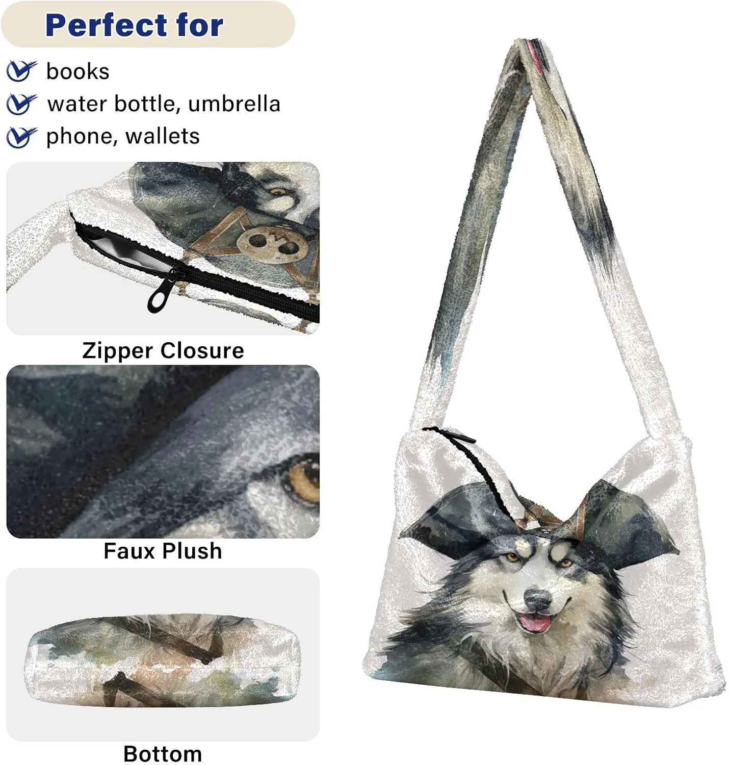 Pumpkin Shoulder Tote Bag, Tote Bag with Zipper Closure, Womens Outdoor Bag