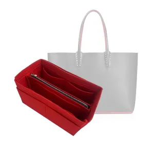 Purse Organizer for Cabata Purse Insert, Cabata Tote Organizer, Handmade 2mm Premium Felt Snug Sturdy Silver Zipper (For Large Cabata, Scarlet)