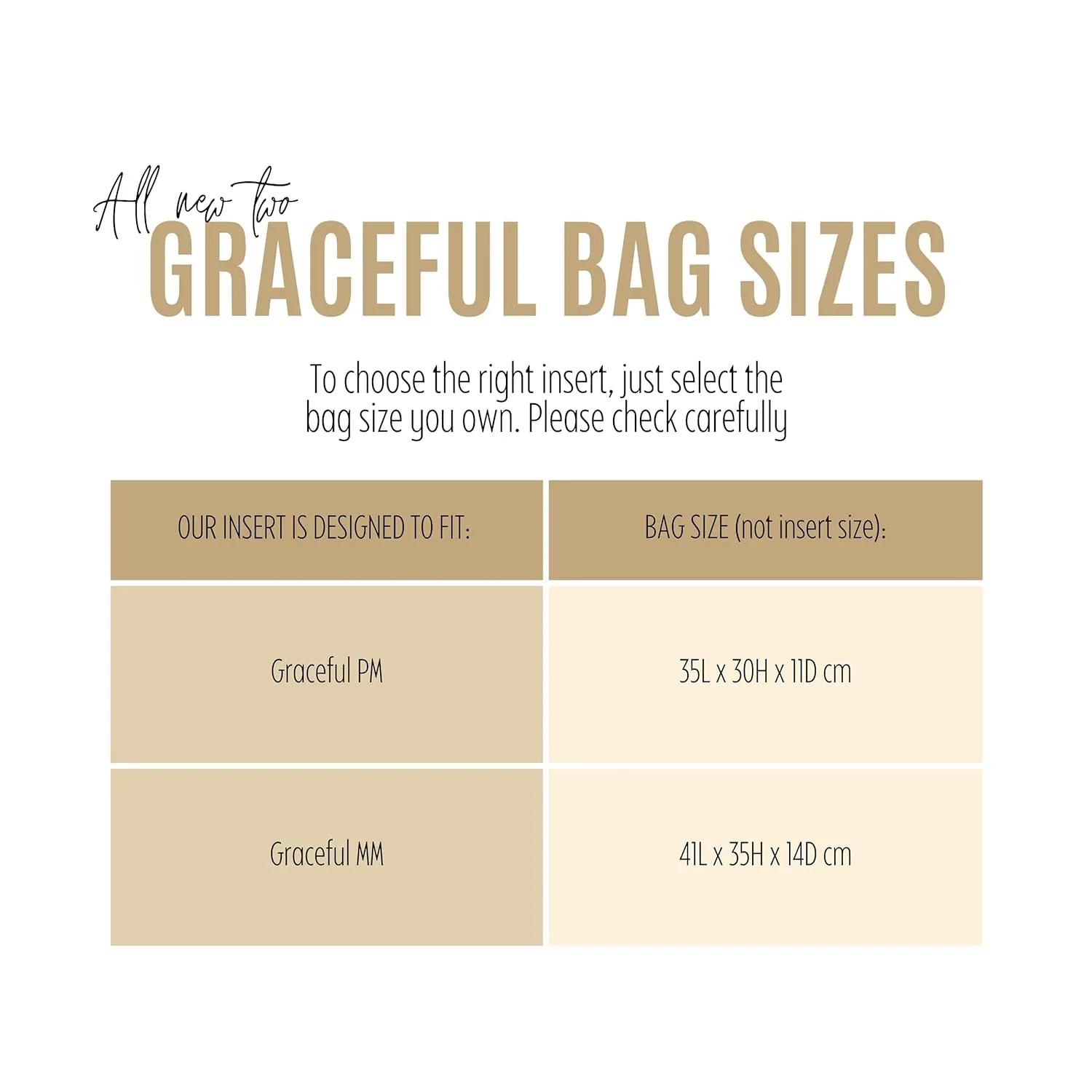 Purse Organizer for Graceful MM Organizer, Lv Graceful PM Organizer, Lv Graceful MM Purse Organizer, Handmade 2mm Premium Felt Snug Sturdy Gold Zipper (For Graceful PM, Beige)