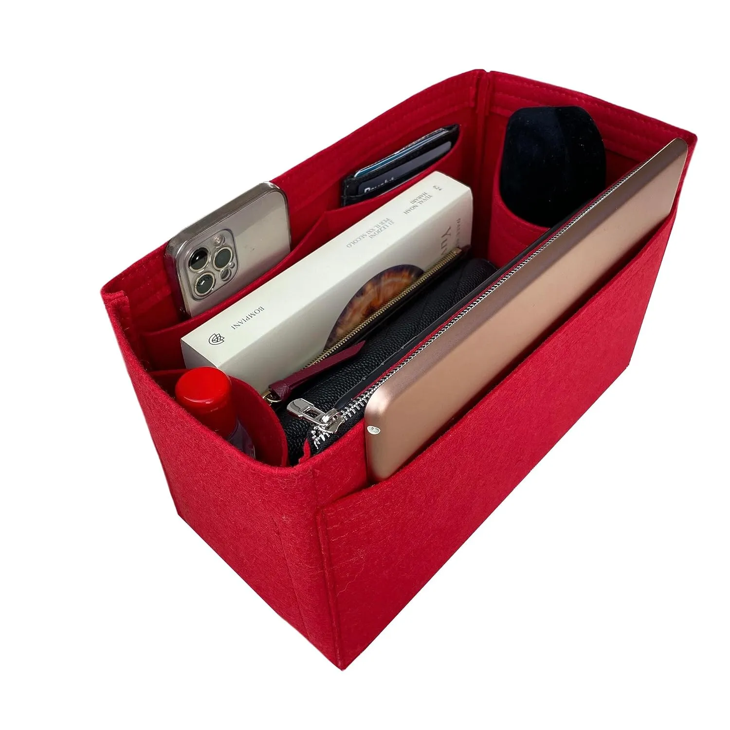 Purse Organizer for Graceful MM Organizer, Lv Graceful PM Organizer, Lv Graceful MM Purse Organizer, Handmade 2mm Premium Felt Snug Sturdy Gold Zipper (For Graceful PM, Geyser Blue)