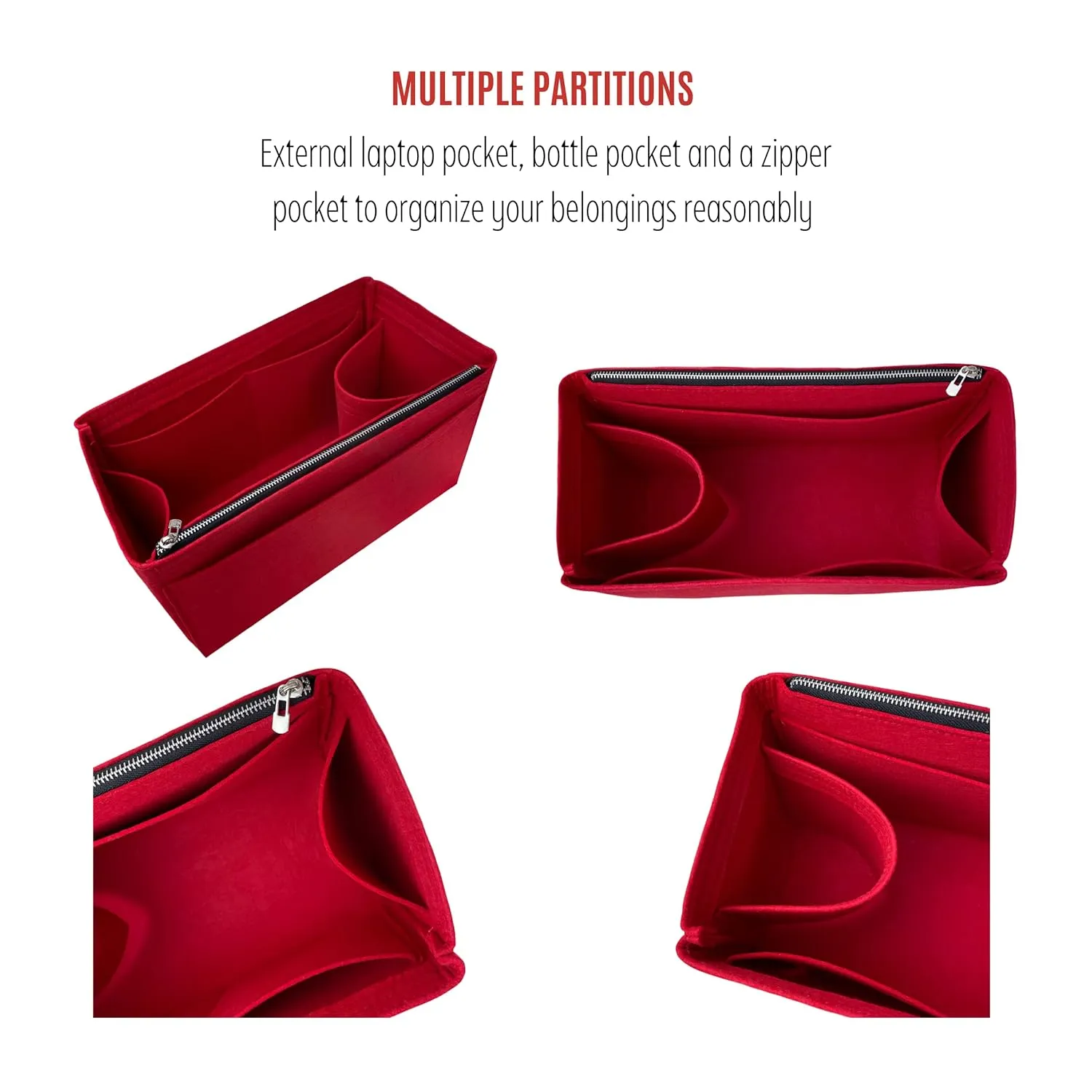 Purse Organizer for Graceful MM Organizer, Lv Graceful PM Organizer, Lv Graceful MM Purse Organizer, Handmade 2mm Premium Felt Snug Sturdy Gold Zipper (For Graceful PM, Geyser Blue)